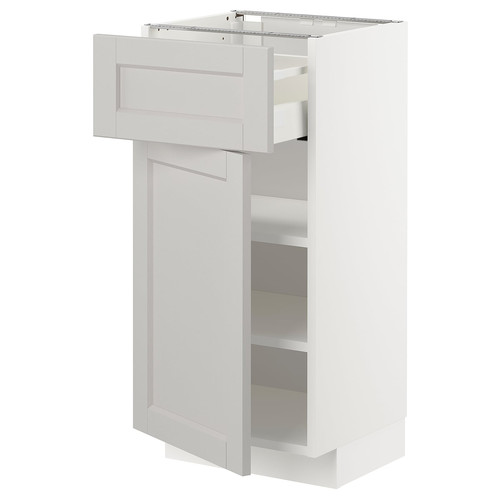 METOD / MAXIMERA Base cabinet with drawer/door, white/Lerhyttan light grey, 40x37 cm