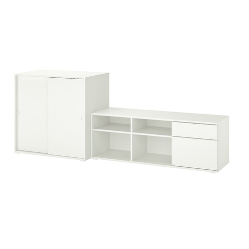 VIHALS TV/storage combination, white, 242x37x90 cm