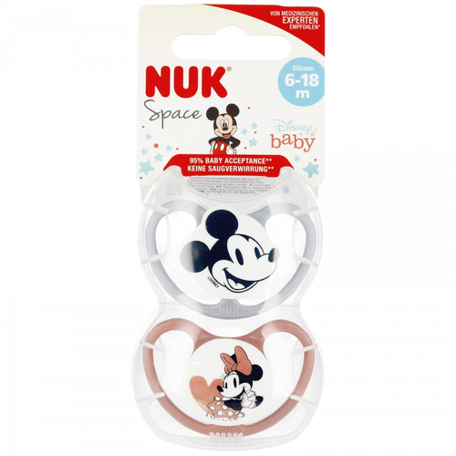 NUK Space Soother Pacifier Disney 6-18m 2pcs, pink