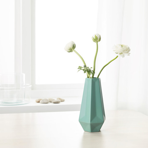LIVSLÅNG Vase, green, 20 cm