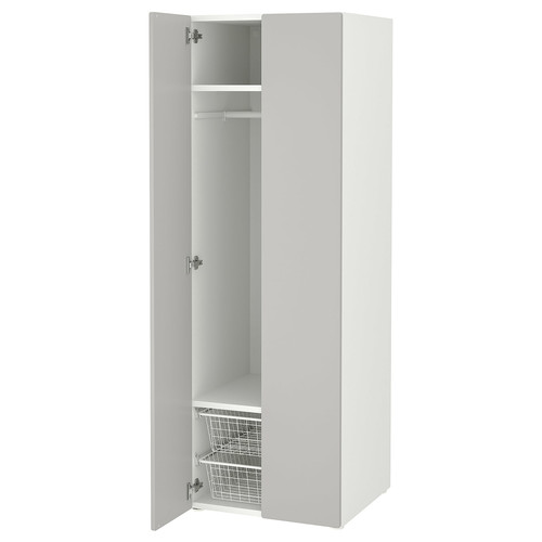 SMÅSTAD / PLATSA Wardrobe, white/grey, 60x57x181 cm