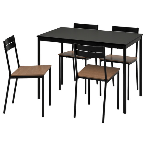 SANDSBERG / SANDSBERG Table and 4 chairs, black/black, 110x67 cm