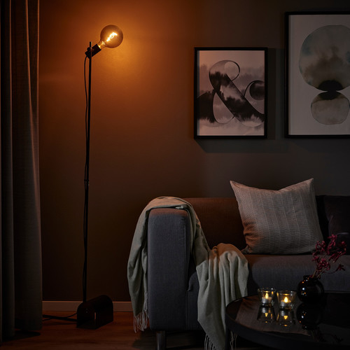 HÅRSLINGA Floor lamp, black