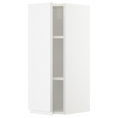 METOD Wall cabinet with shelves, white/Voxtorp high-gloss/white, 30x80 cm