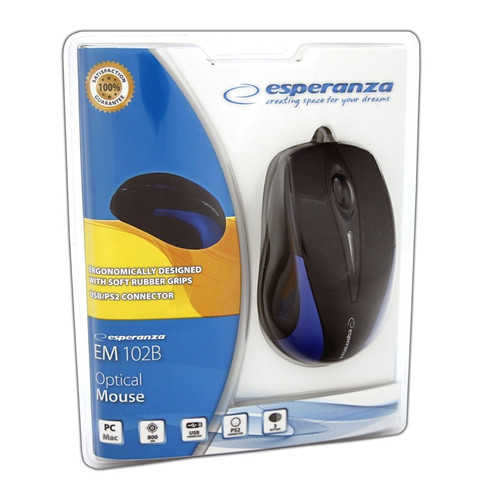 Esperanza Wired Optical Mouse SIRIUS EM102B USB, black-blue