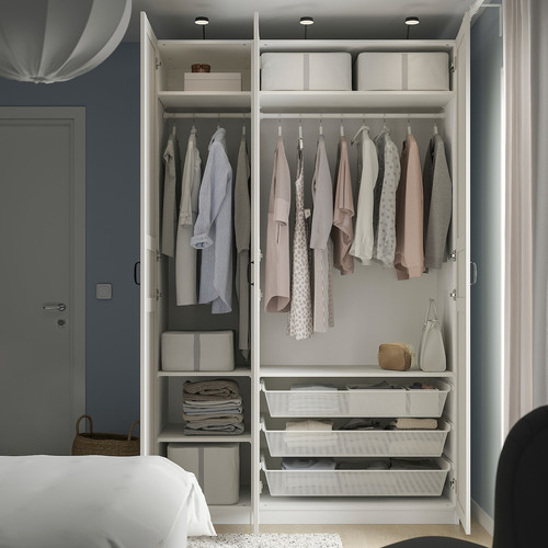 PAX / FLISBERGET Wardrobe combination, white/light beige, 150x60x236 cm