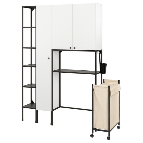 ENHET Storage combination for laundry, anthracite/white, 80x32x204 cm