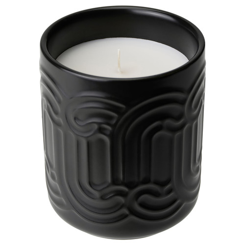 SÖTRÖNN Scented candle in ceramic jar, matcha tea & ginger/black, 45 hr