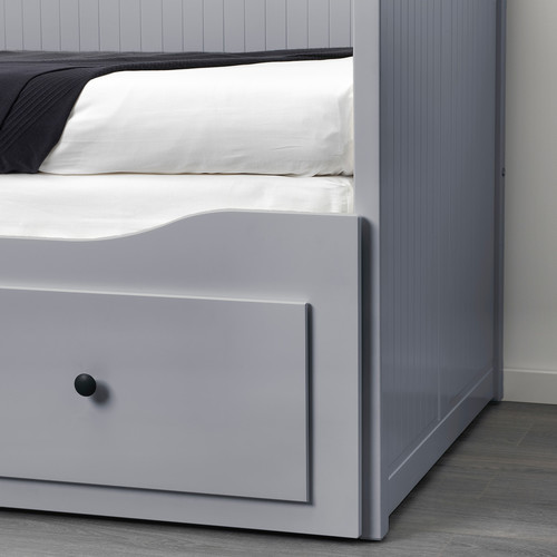 HEMNES Day-bed w 3 drawers/2 mattresses, grey/Vannareid firm, 80x200 cm