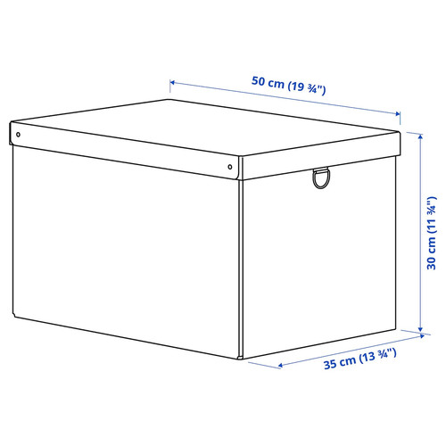 NIMM Storage box with lid, spotted grey, 35x50x30 cm