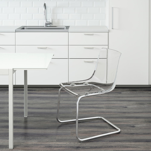 TOBIAS Chair, transparent, chrome-plated