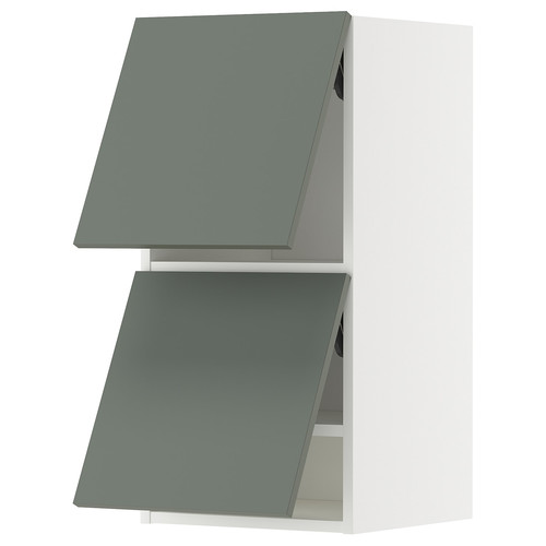 METOD Wall cabinet horizontal w 2 doors, white/Nickebo matt grey-green, 40x80 cm