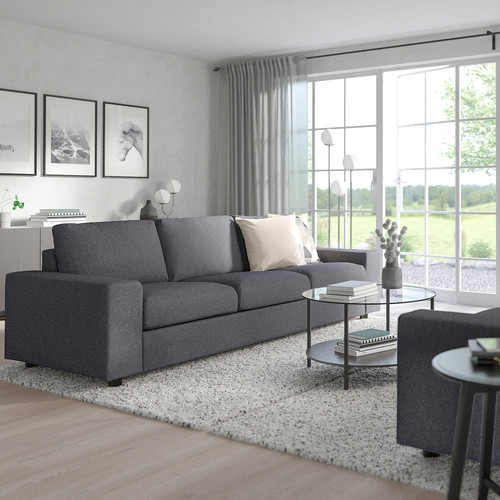VIMLE Crnr sofa-bed, 5-seat w chaise lng, with wide armrests/Gunnared medium grey