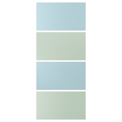 MEHAMN 4 panels for sliding door frame, light blue/light green, 100x236 cm