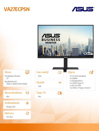 Asus 27" Monitor VA27ECPSN DP HDMI RJ45