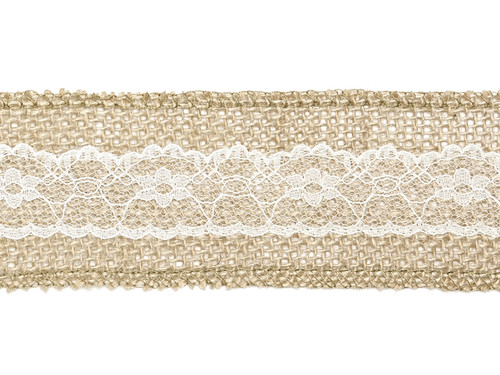 Jute Ribbon with Lace 50mm/5m