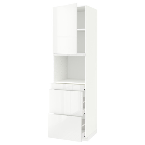 METOD / MAXIMERA Hi cab f micro combi w door/3 drwrs, white/Ringhult white, 60x60x220 cm