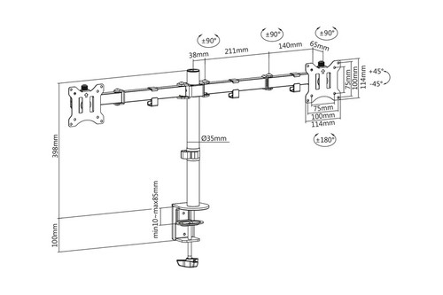 Digitus 2 Monitor Mount 15-32" DA-90400