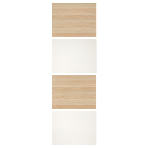 MEHAMN 4 panels for sliding door frame, white stained oak effect, white, 75x236 cm