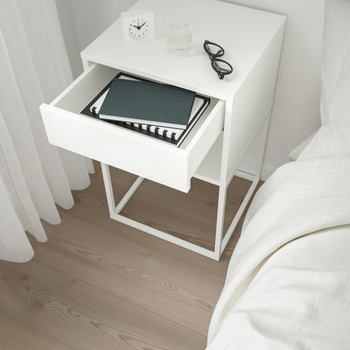 VIKHAMMER Nightstand, white, 40x39 cm