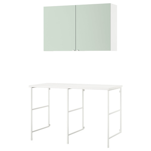 ENHET Storage combination, white/pale grey-green, 139x63.5x90.5 cm