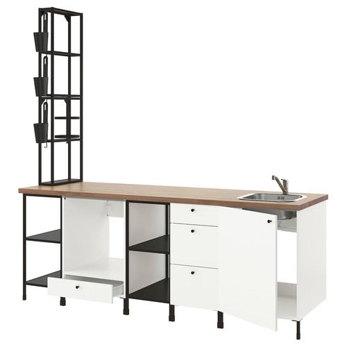 ENHET Kitchen, anthracite, white, 243x63.5x241 cm