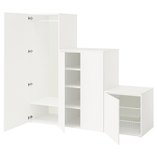 PLATSA Wardrobe with 4 doors, white/Fonnes white, 200x57x181 cm