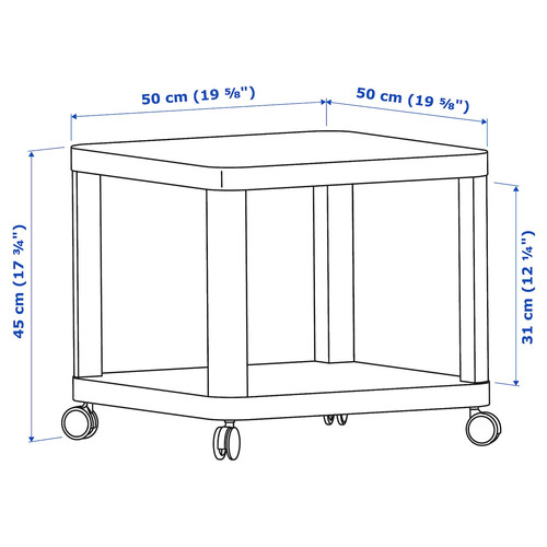 TINGBY Side table on casters, white, 50x50 cm