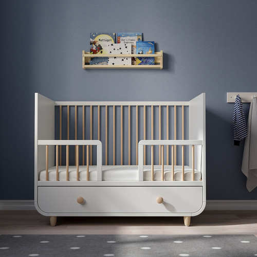 MYLLRA Cot with drawer, white, 60x120 cm