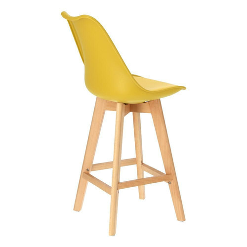 Bar Stool Norden Wood, low, PP, yellow