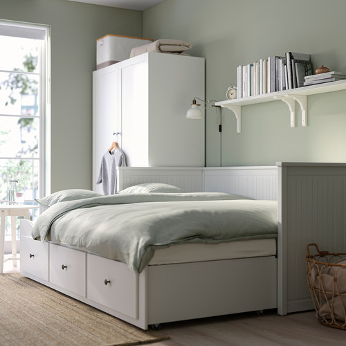 HEMNES Day-bed w 3 drawers/2 mattresses, white/Ågotnes firm, 80x200 cm