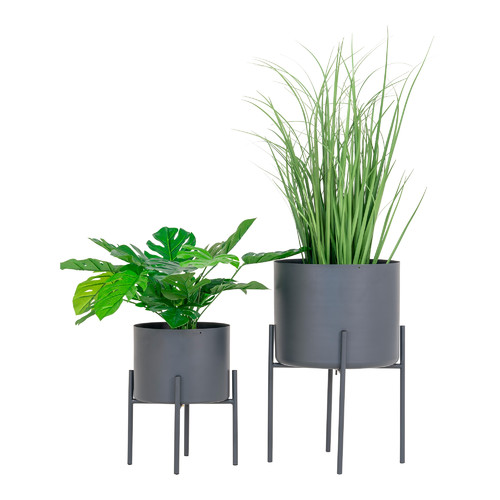 Set of 2 Plant Stands Pawia, grey