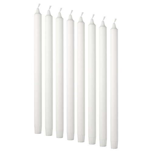 JUBLA Unscented candle, white, 35 cm, 8 pack