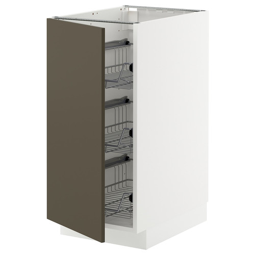 METOD Base cabinet with wire baskets, white/Havstorp brown-beige, 40x60 cm