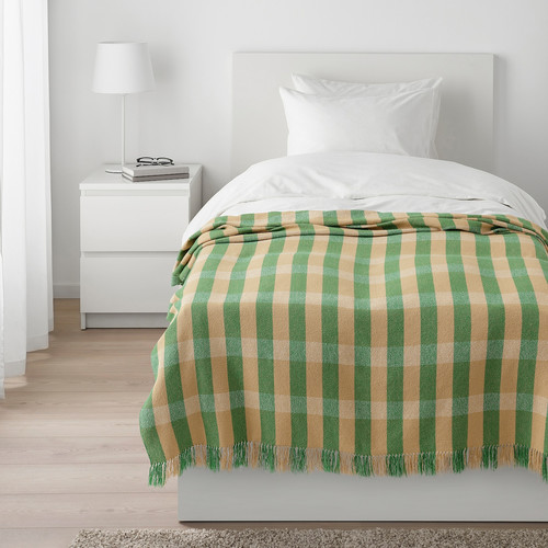 FRÖDD Throw, green/stripe, 130x180 cm