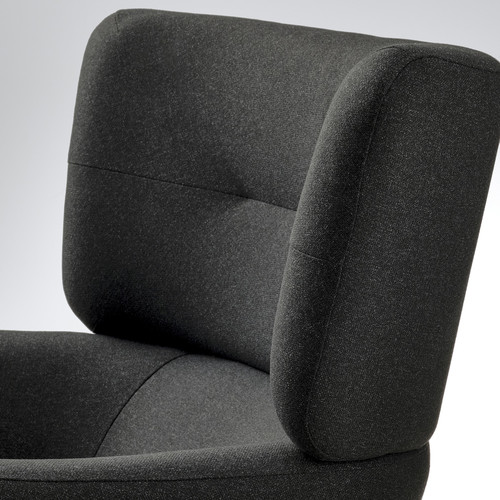 OSKARSHAMN Wing chair with footstool, Gunnared black/grey