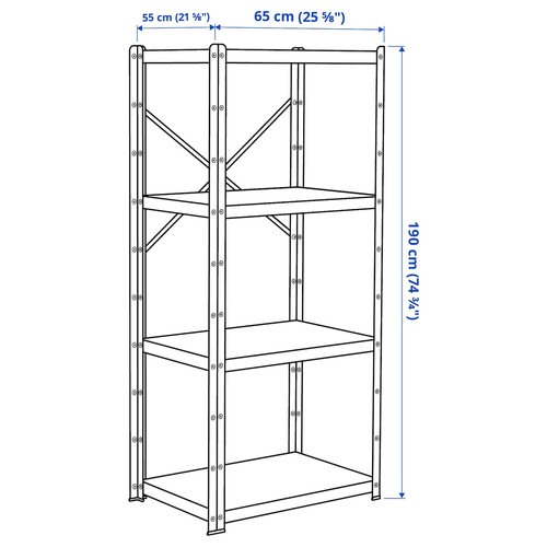 BROR Shelving unit, black, 65x55x190 cm