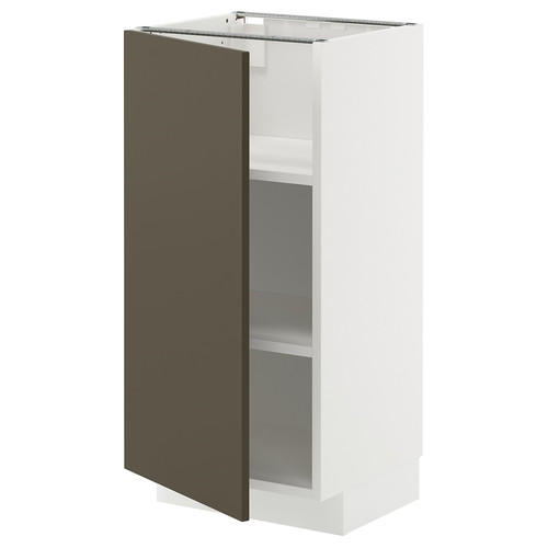 METOD Base cabinet with shelves, white/Havstorp brown-beige, 40x37 cm