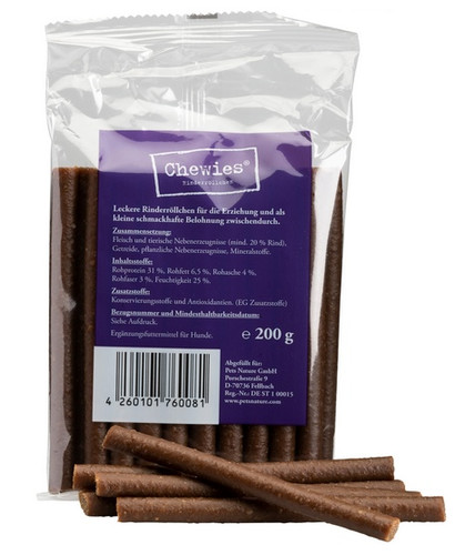 Chewies Beef Rolls Dog Treats 200g