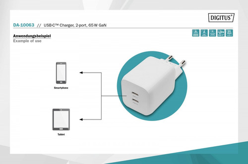 Digitus USB Charger EU Plug 2x USB-C DA-10063