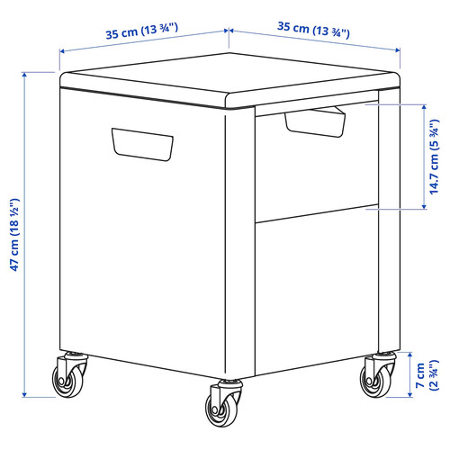 TROTTEN Storage unit on castors, anthracite, 35x47 cm