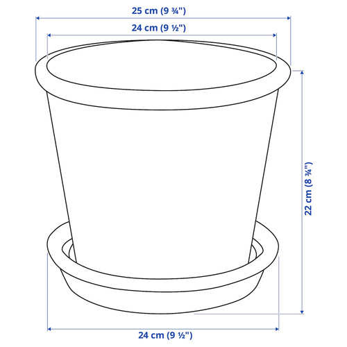 MUSKOTBLOMMA Plant pot with saucer, in/outdoor terracotta, 19 cm