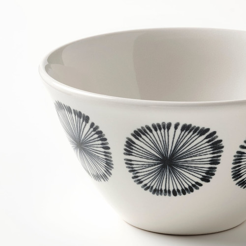 FRIKOSTIG Bowl, white/patterned, 11 cm