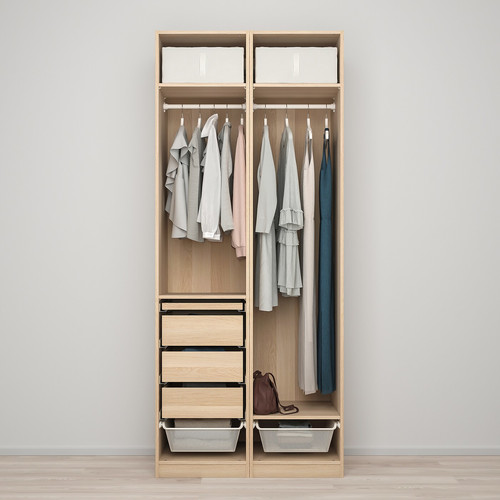 PAX / FORSAND Wardrobe combination, white stained oak effect, 100x60x236 cm