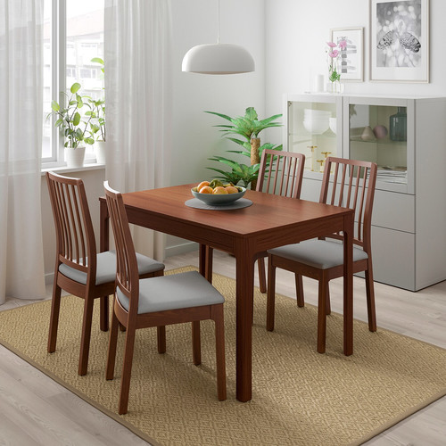 EKEDALEN / EKEDALEN Table and 4 chairs, brown, Orrsta light grey, 120/180 cm