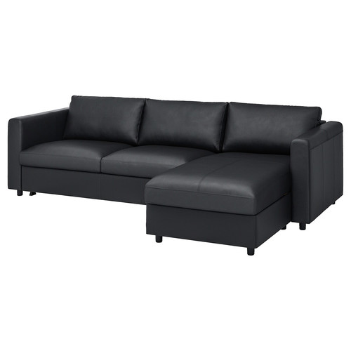 VIMLE 3-seat sofa-bed with chaise longue, Grann/Bomstad black