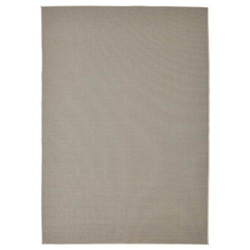 VIRKLUND Rug flatwoven, in/outdoor, beige/dark grey, 160x230 cm