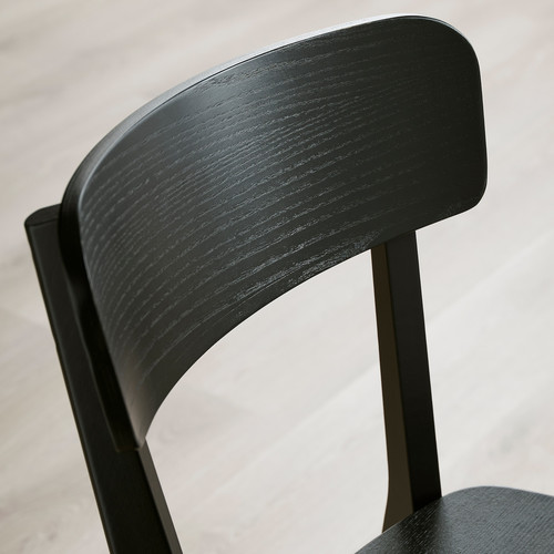 LISABO/SKANSNÄS Table and 4 chairs, light beech veneer/black, 150/205 cm