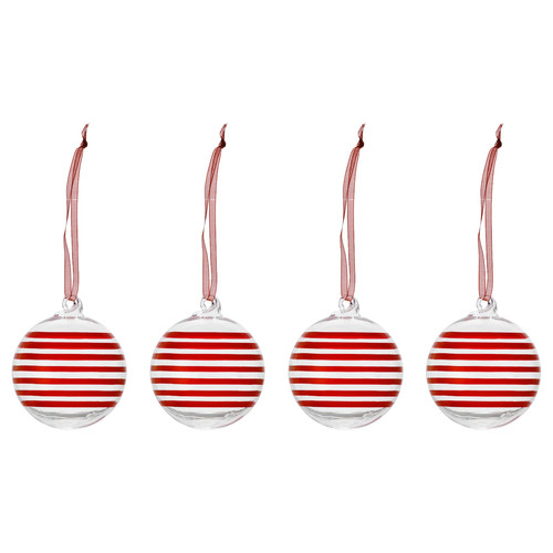 VINTERFINT Tree ornament, bauble clear glass/red, 6 cm