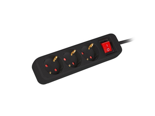 Lanberg Power Strip 1.5m 3x Schuko Outlet PS1-03F-0150-BK, black